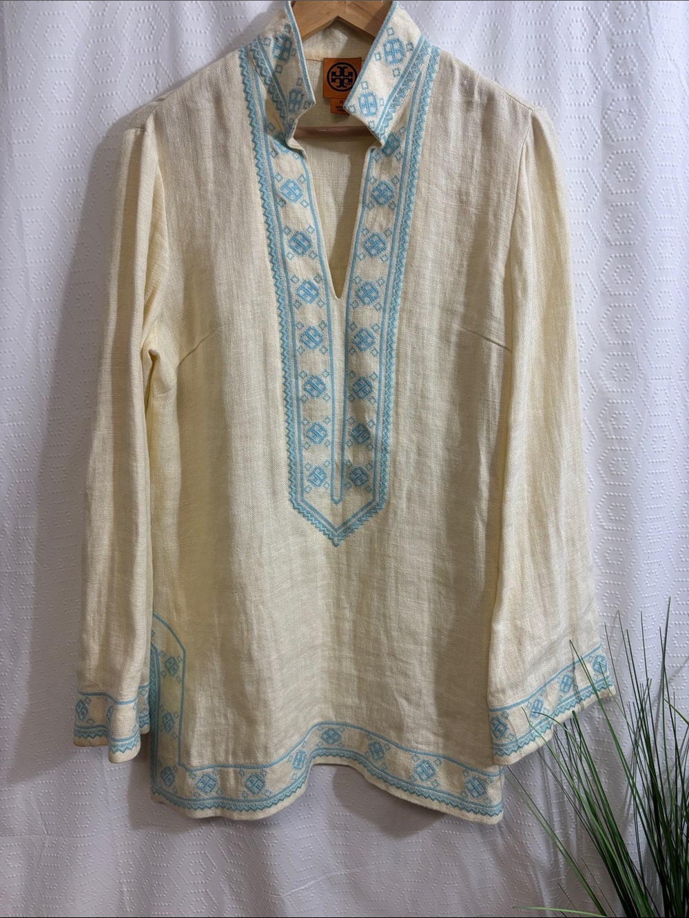 Tory Burch Linen Embroidery Embroidered Tunic Mini Dress Linen Boho 12